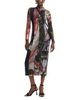 Desigual Abstract Art Long Sleeve Midi Dress