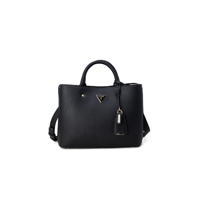 Guess Logo Vegan Leather Top Handle Tote Bag - black