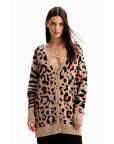 Desigual Wool-Blend Leopard & Tiger Print Cardigan