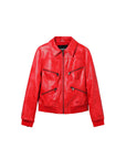 Desigual Minimalist Vegan Leather Jacket - vivid red
