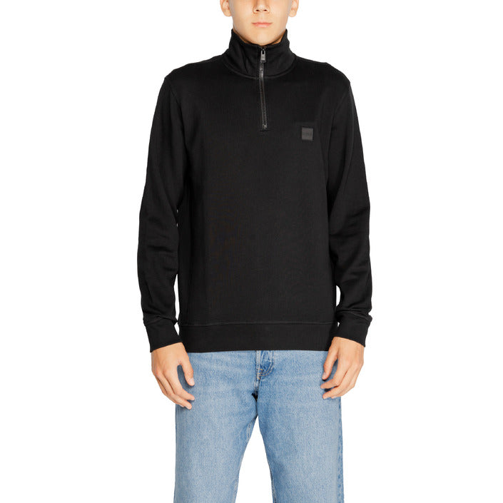 Boss Logo 100% Cotton High Collar Zip Pullover