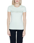 Guess Logo Cotton-Rich Fitted Top - light blue