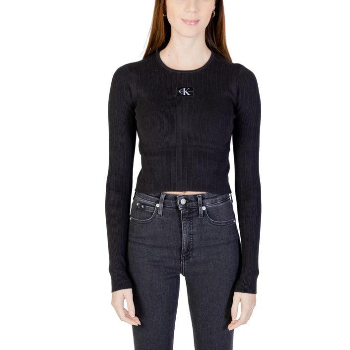 Calvin Klein Jeans Organic Cotton-Blend Crop Knit Top - black