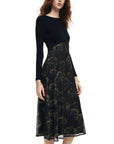 Desigual Long Sleeve Lined A-Line Midi Dress