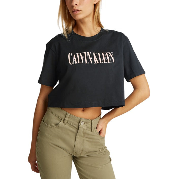 Calvin Klein Jeans Logo Crewneck Cropped T-Shirt 100% Organic Cotton