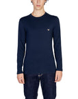 Emporio Armani Logo Cotton Crewneck Long Sleeve Top - navy blue