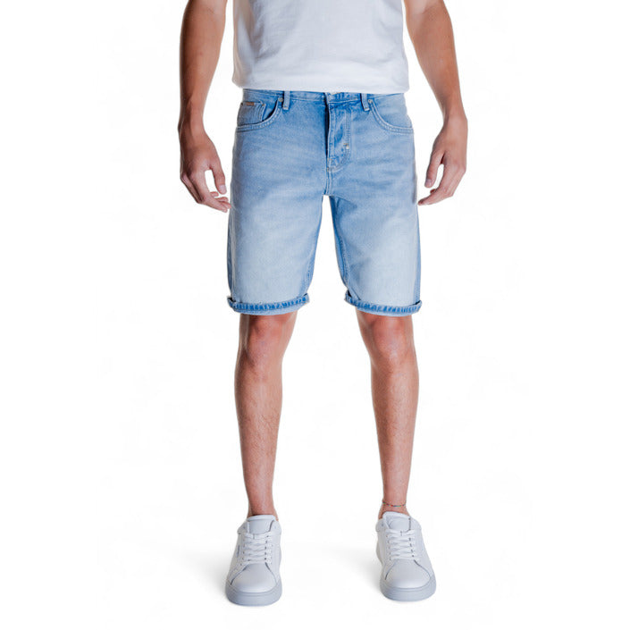 Antony Morato Logo Light Wash Denim Shorts