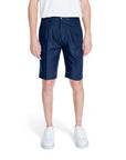 Antony Morato Minimalist Linen-Blend Navy Blue/Beige Shorts