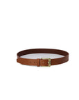 Boss Logo Brown Leather Belt With Square Buckle