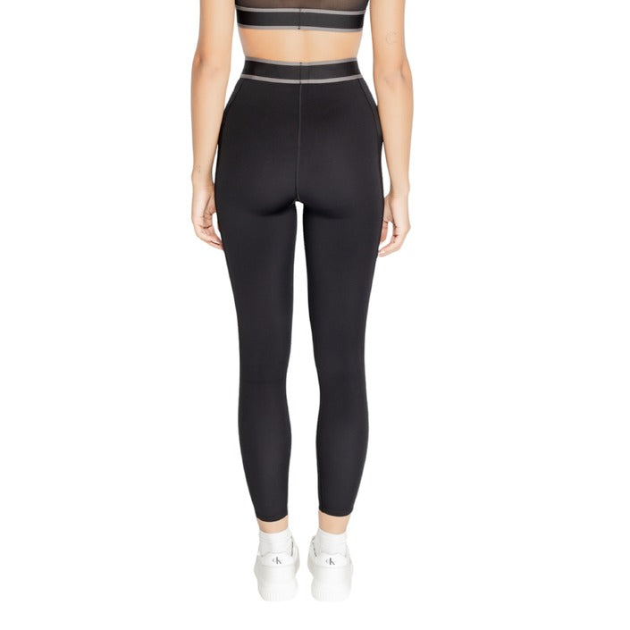 Calvin Klein Sport Logo Athleisure Crop Black Leggings Sheer Sides