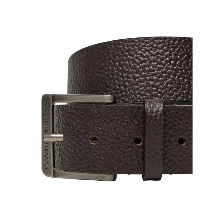 Calvin Klein Minimalist Genuine Leather Square Buckle Brown Belt