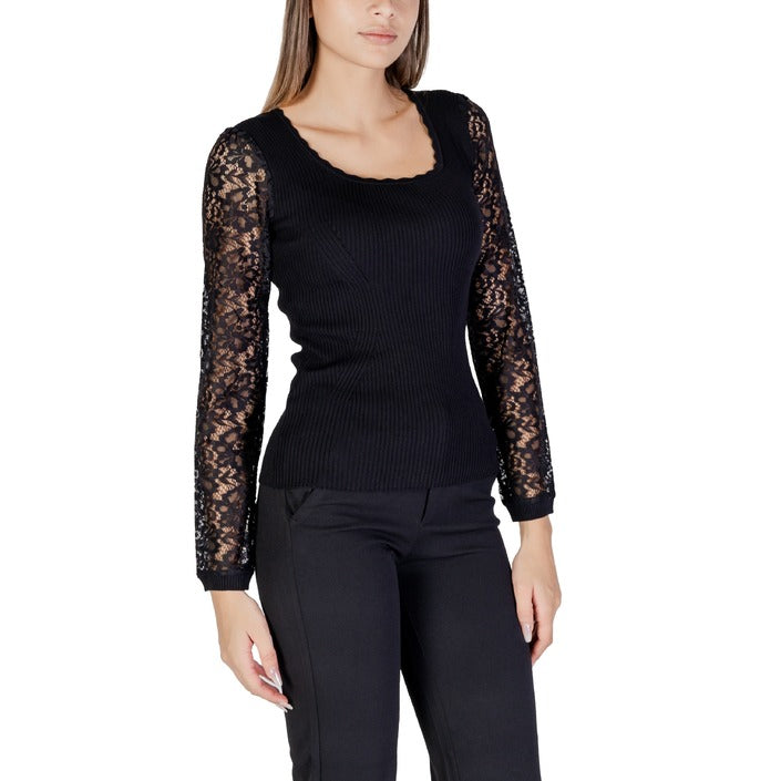 Morgan De Toi Black Lace Long Sleeve Top