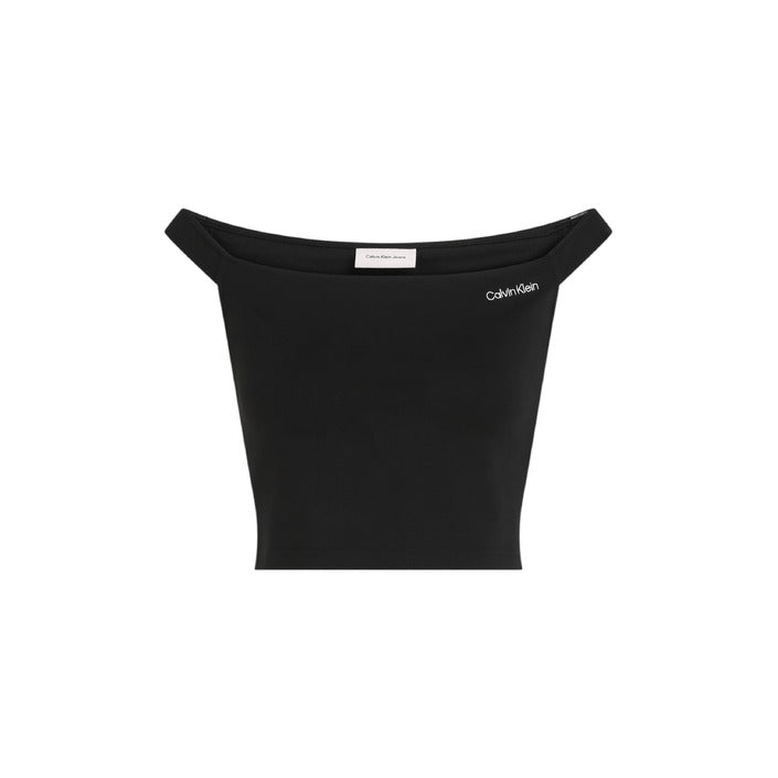 Calvin Klein Jeans Logo Off Shoulder Crop Top