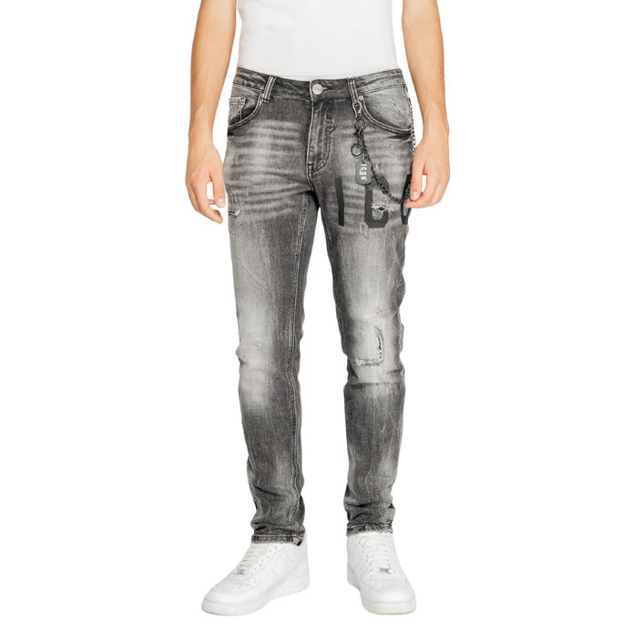 Icon Logo Distressed & Ripped Dirty Wash Grey Skinny Jeans