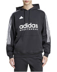 Adidas 3 Stripe & Logo Original Athleisure Hooded Pullover Cotton-Blend