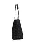 Armani Exchange Logo Charm & Monogram Black Vegan Leather Tote Bag