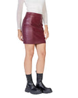 Ichi Vegan Leather Mini Skirt - Black Or Bordeaux