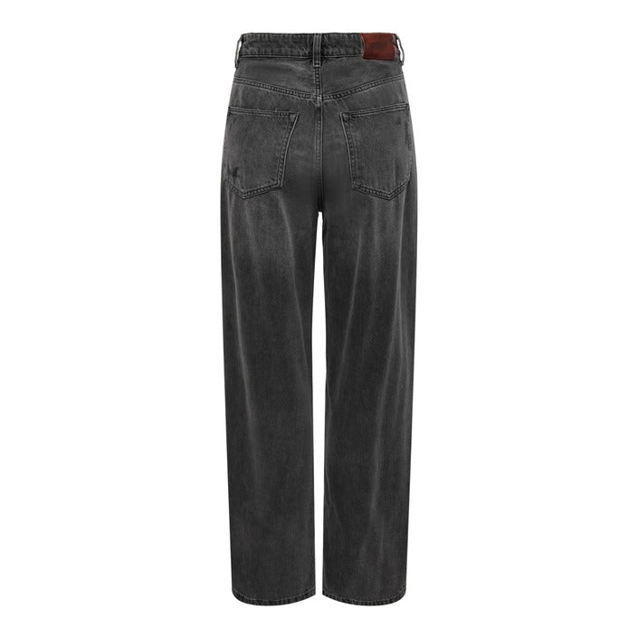 Only Logo High Waist Wide Leg Fit Baggy Dark Grey Jeans