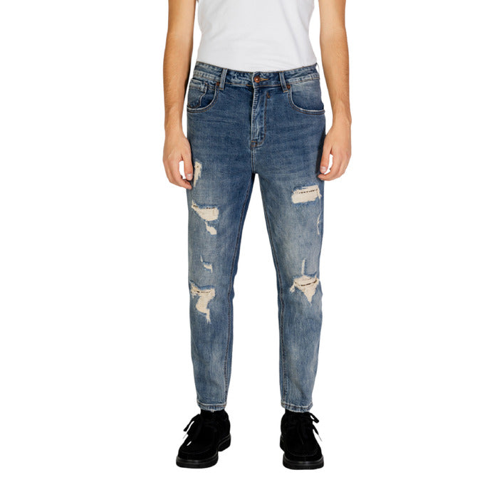 Gianni Lupo Distressed & Ripped Straight Leg Fit Jeans