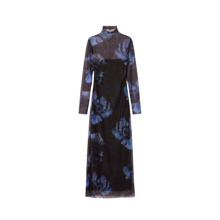 Desigual Sheer Turtleneck Long Sleeve Winter Midi Dress