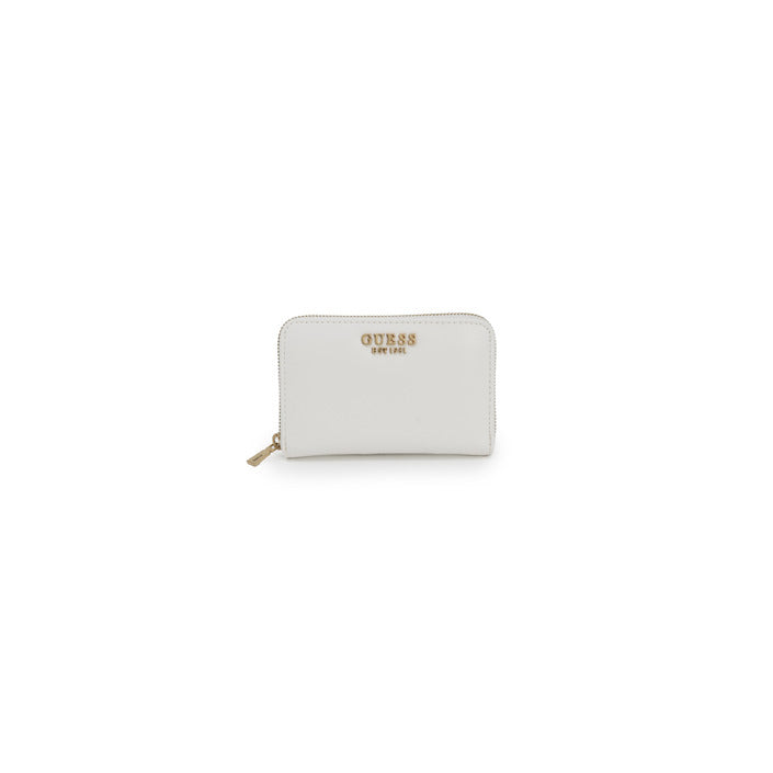 Guess Logo White Vegan Leather Zip Clutch Purse