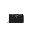 Guess Logo Quilted Black Vegan Leather Zip Purse