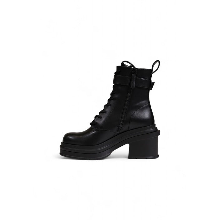 Armani Exchange Minimalist All Black Lace-Up Heel Boots