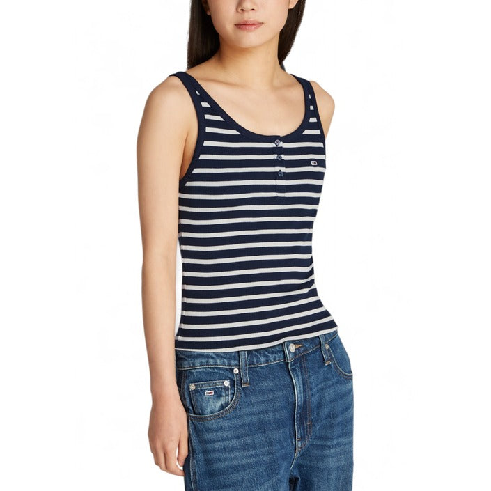 Tommy Hilfiger Jeans Logo Stripe Tank Top 100% Cotton