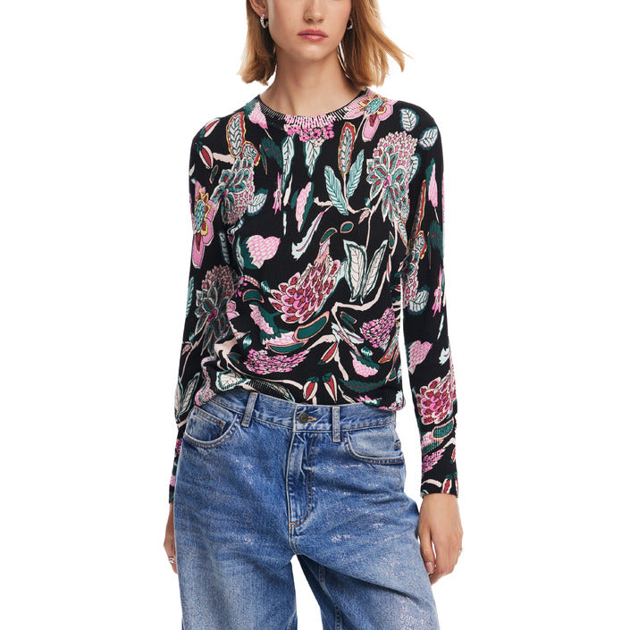 Desigual Floral Linen Blend Knit Top & Sweater