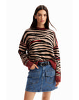 Desigual Tiger Stripes All Over Wool-Blend Sweater
