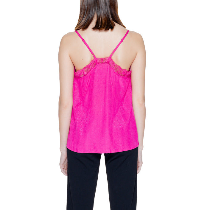 Vila Clothes Pink Lace Trim Camisole