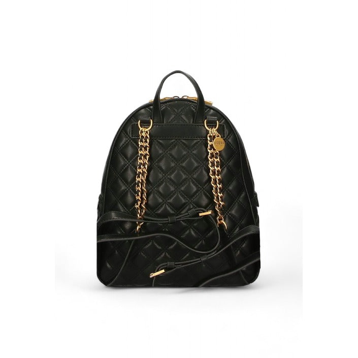 Guess Logo Badge Quilted Black Vegan Leather Backpack