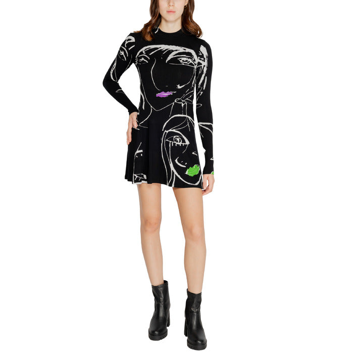 Desigual Line Art Graphic Winter Mini Dress