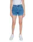 Vero Moda Logo Classic Light Wash Denim Shorts Rolled Hem