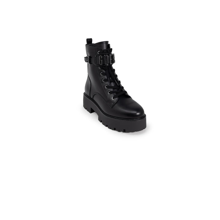 Guess Logo Vegan Leather Buckle & Lace-Up Boots