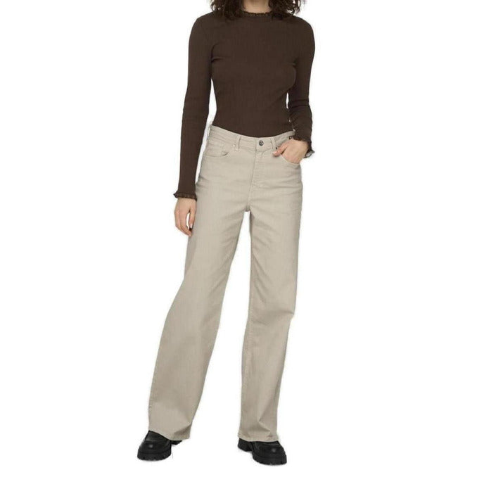 Only Minimalist Beige Color Wide Leg Baggy Chinos