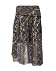 Pinko Silk Asymmetric High-Low Printed Skirt