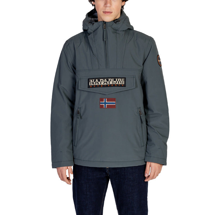 Napapijri Logo Hooded Pullover Outerwear Grey