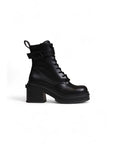 Armani Exchange Minimalist All Black Lace-Up Heel Boots