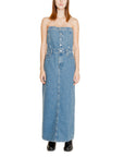 Calvin Klein Jeans Logo Strapless Vintage Wash Maxi Denim Dress