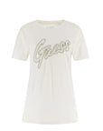 Guess Embellished Logo Pure Cotton T-Shirt - white