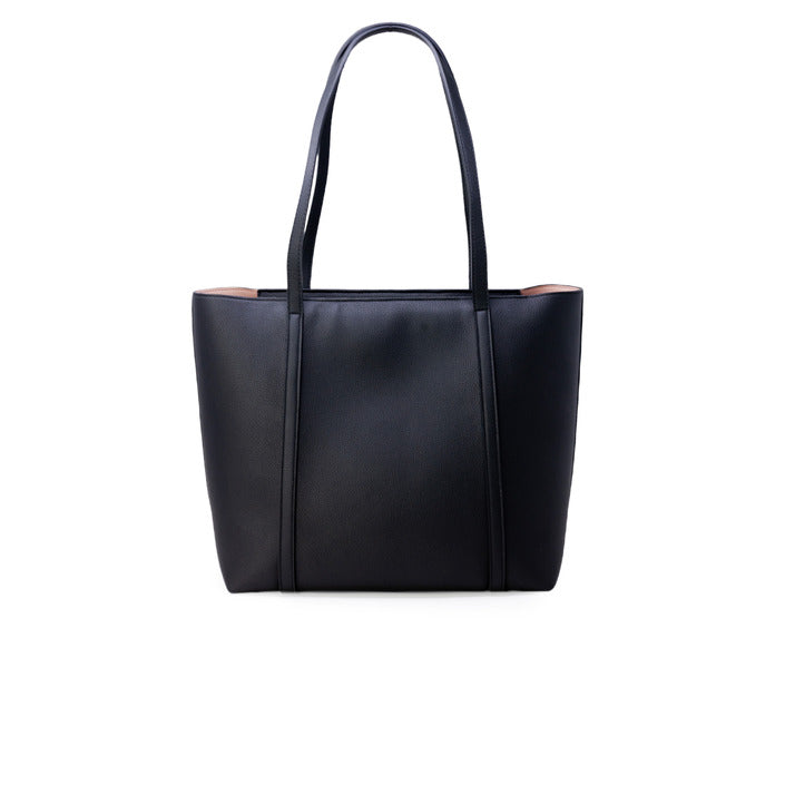 Armani Exchange Logo Charm Black Vegan Leather Tote Bag