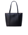 Armani Exchange Logo Charm Black Vegan Leather Tote Bag