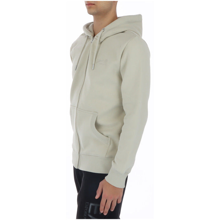 Superdry Logo Cotton-Blend Hooded Jacket - beige 