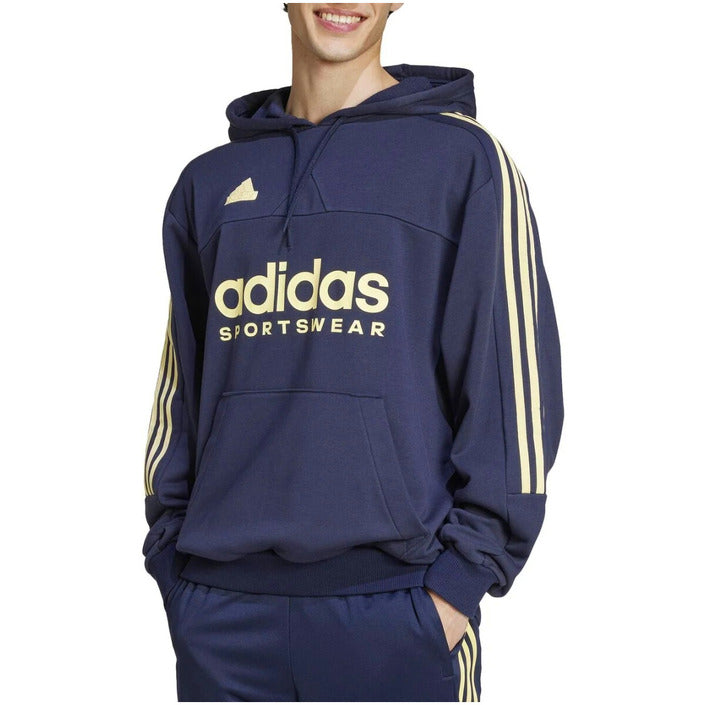 Adidas 3 Stripe & Logo Original Hooded Pullover Cotton-Blend