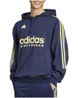 Adidas 3 Stripe & Logo Original Hooded Pullover Cotton-Blend