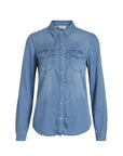 Vila Clothes Minimalist Cotton-Blend Denim Shirt - 