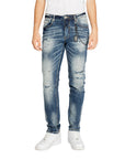 Icon Logo Distressed & Ripped Heavy Whisker Bleached Skinny Jeans