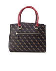 Guess Logo Monogram Top Handle Vegan Leather Tote Bag