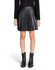 Morgan De Toi Vegan Leather Pleated Black Mini Skirt